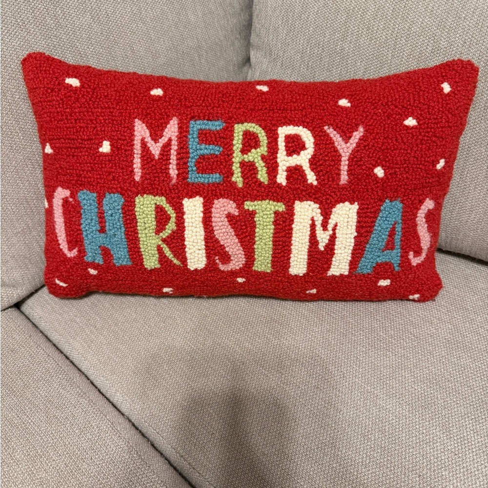 Festive Red 'Merry Christmas' Pillow
